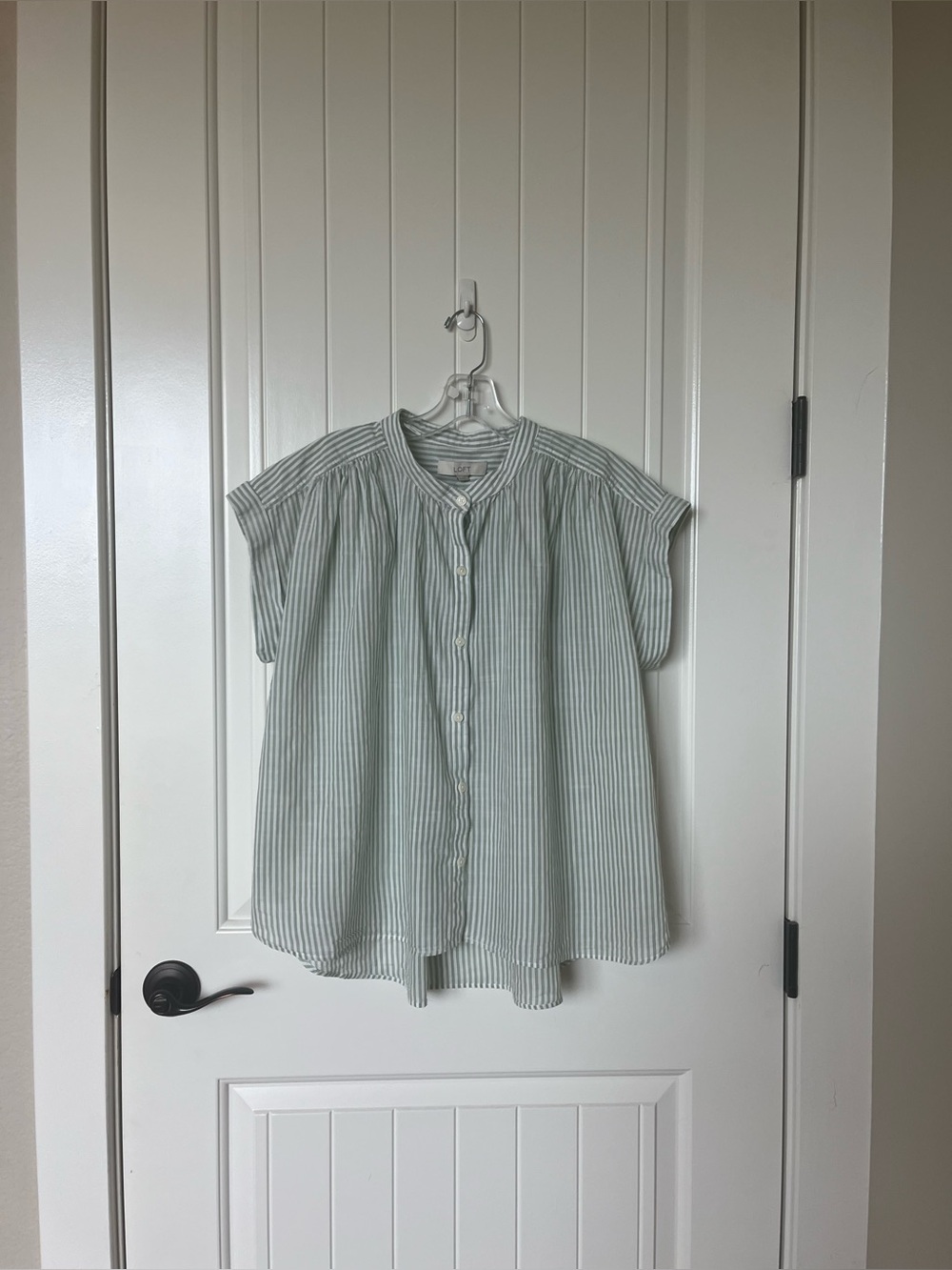 Women’s Loft green striped, loose fitting blouse
